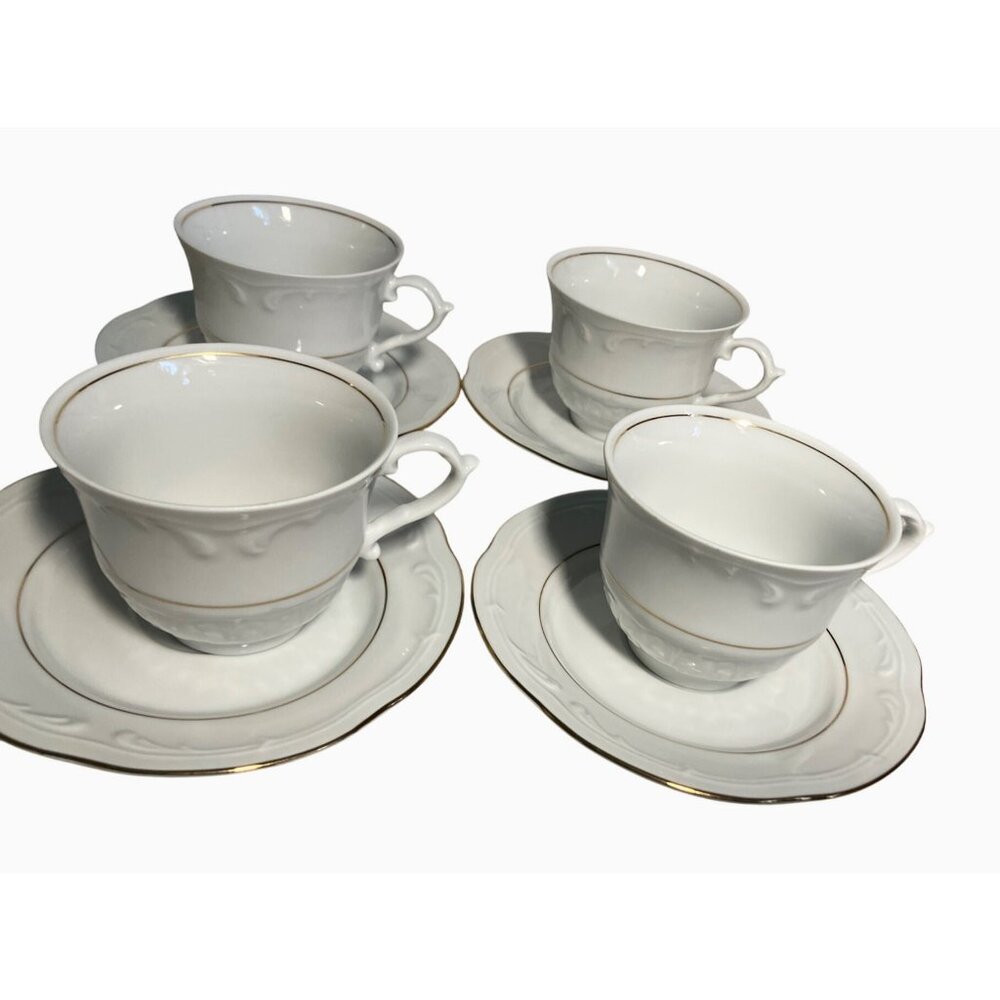 Southington Baum Golden Rhapsody Fine China Tea Coffee Cups and Saucers Set Of 4